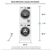 Bosch 3-Pc Stackable WAW285H2UC Washer, WTG865H4UC Electric Dryer, & WTZ11400UC Stacking Kit