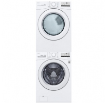 LG 3-pc Stackable WM3400CW Washer & DLE3400W  Electric Dryer & KSTK4 Stacking Kit